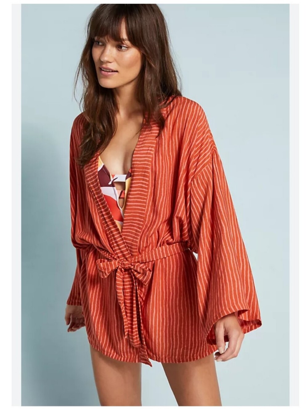 Anthropologie Natalie Martin Sailor Kimono Rust Orange Womens Sz OS Boho Coverup